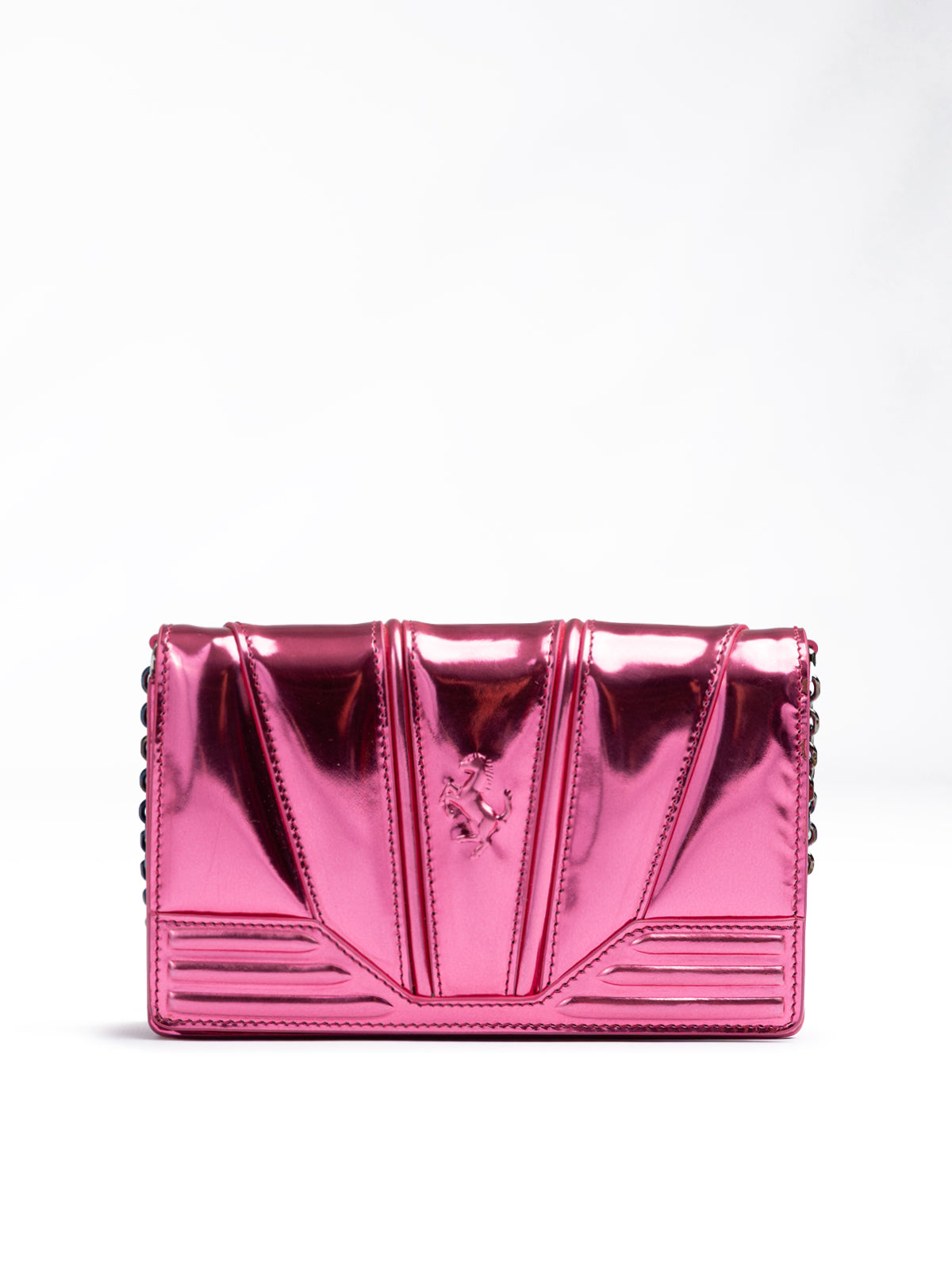 Ferrari Metal Pink GT patent leather bag with chain