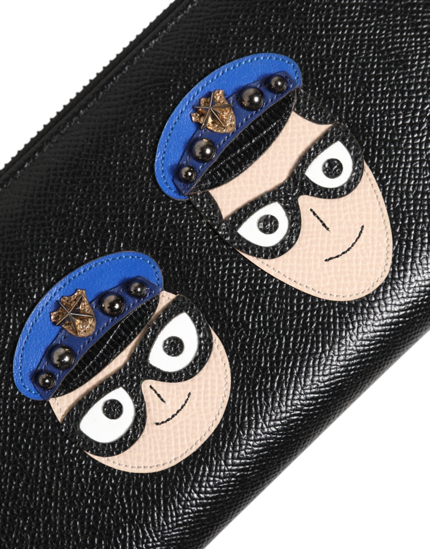 Dolce & Gabbana Black Leather #DGFAMILY Zipper Continental Mens Wallet