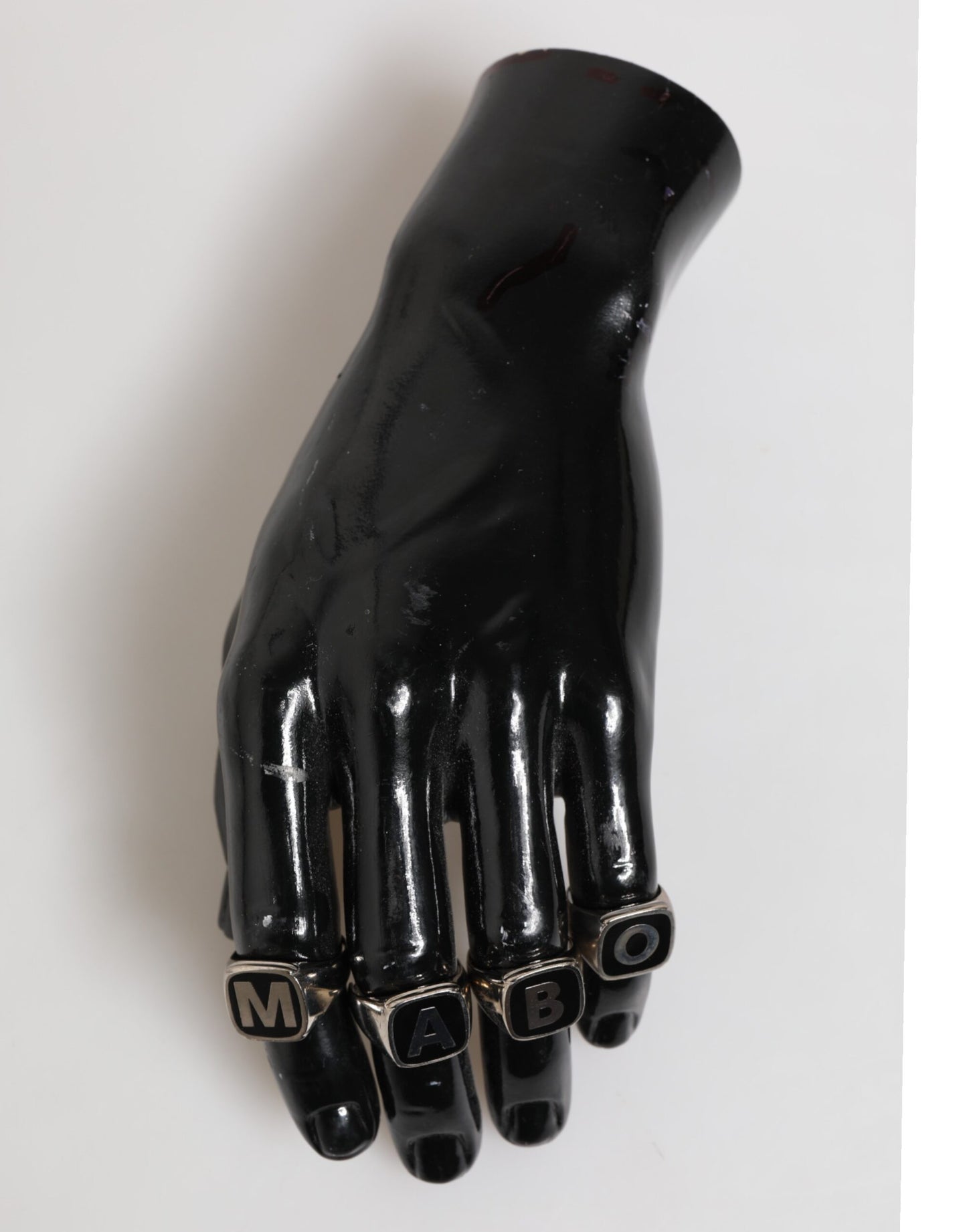 Dolce & Gabbana Silver Tone Brass Lettering Set 5 Pieces Adjustable Ring