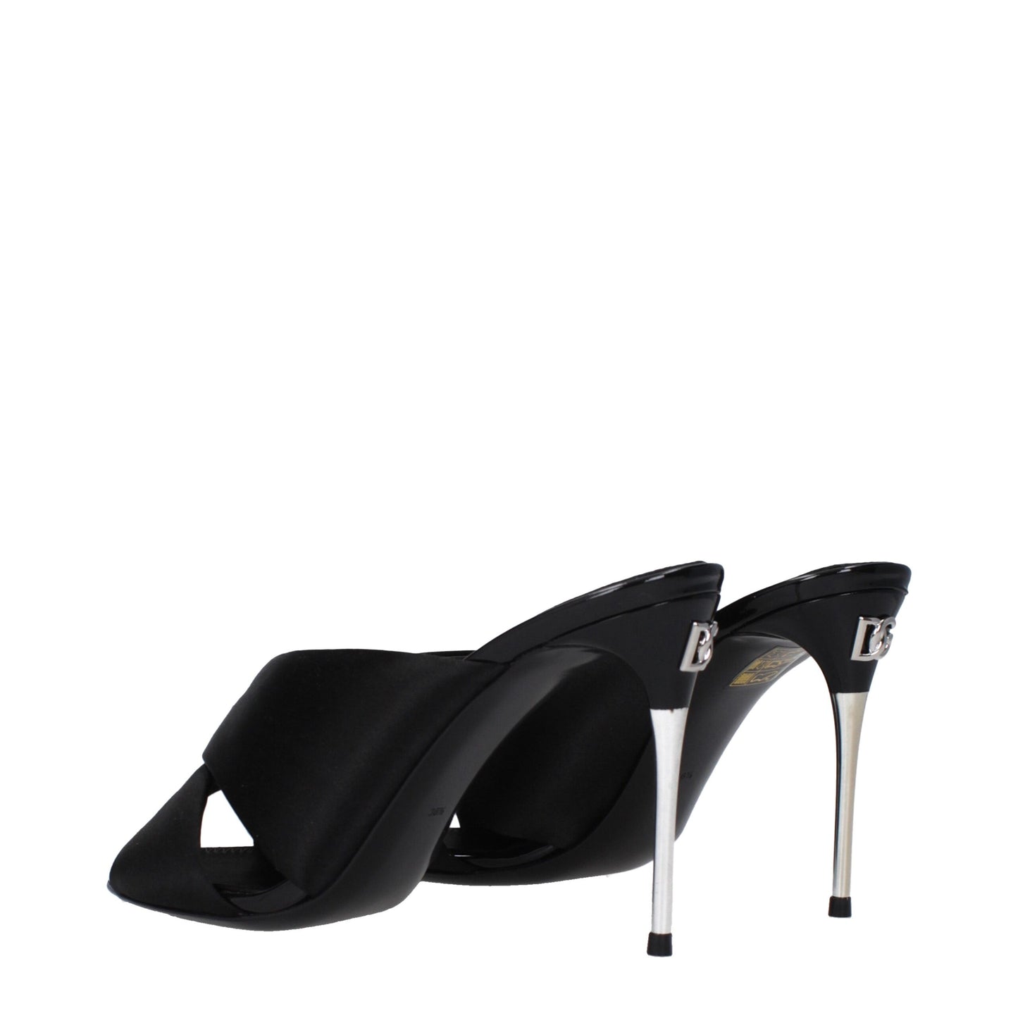 Dolce & Gabbana Black Satin Stiletto Heel Sandals