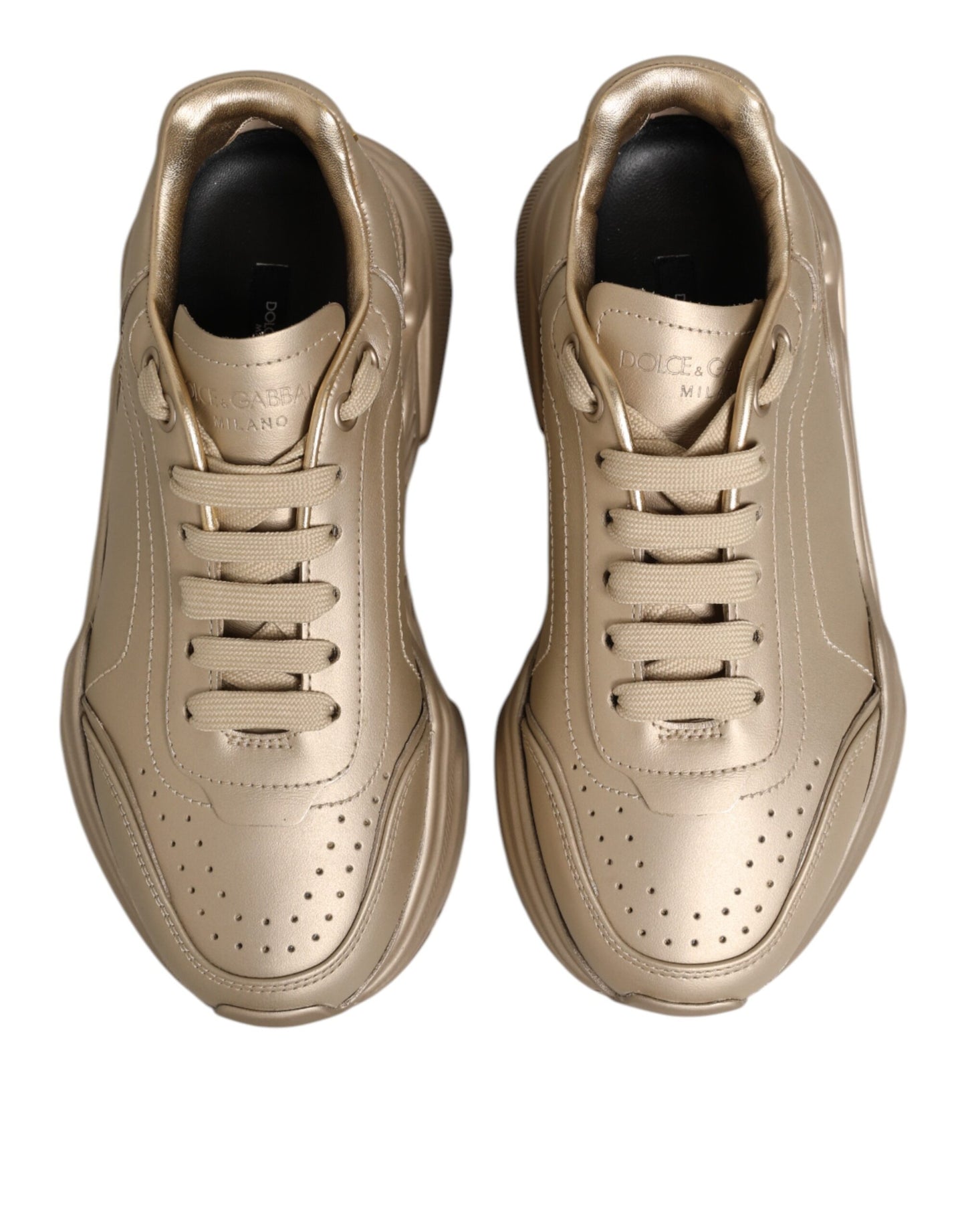 Dolce & Gabbana Gold Leather Daymaster Women Sneaker Shoes