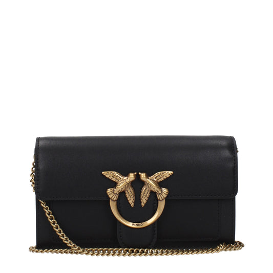 PINKO Black Leather Clutch Bag