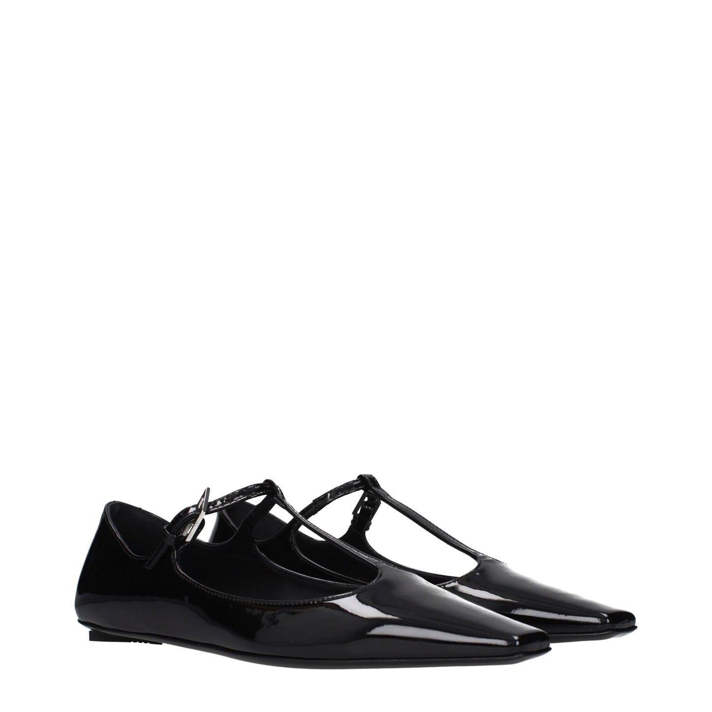 The Attico Black Leather Ballet Flats